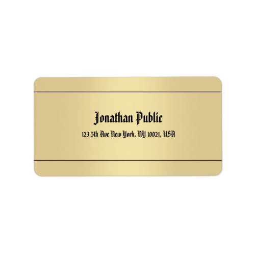 Classic Handwritten Name Gold Look Cool Address Label