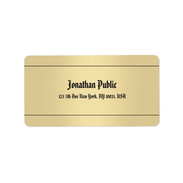 Classic Handwritten Name Gold Look Cool Address Label (Front)