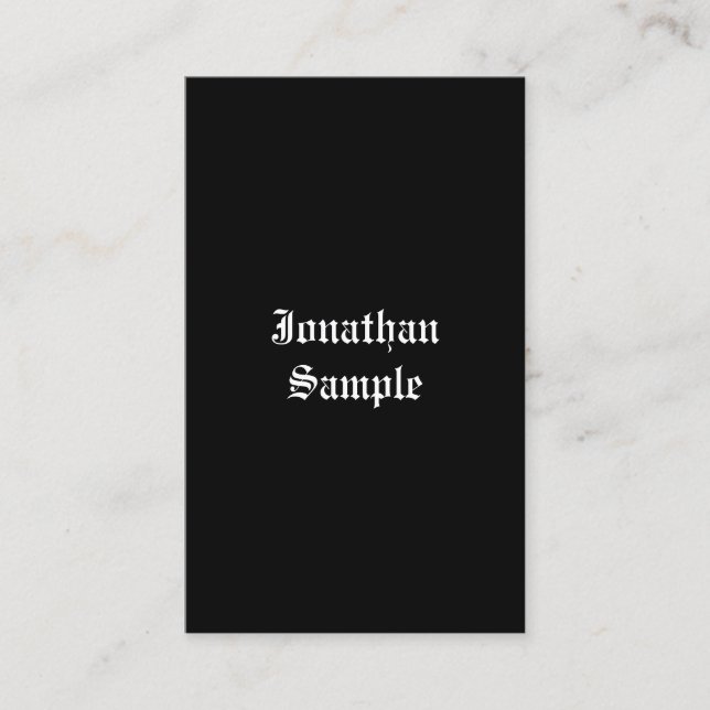 Classic Handwritten Script Black White Retro Look Business Card (Front)