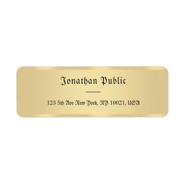 Classic Handwritten Script Faux Gold Template Label (Front)