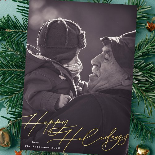 Classic Happiest Christmas  Splendor Photo Foil Holiday Card