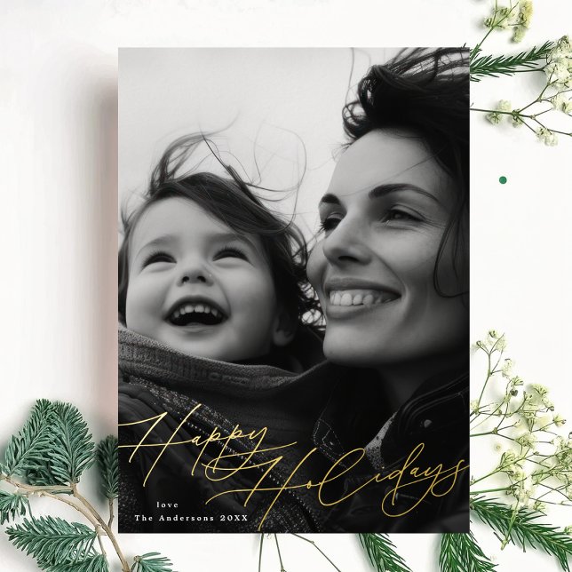 Classic Happiest Christmas | Splendor Photo Foil Holiday Card (Creator Uploaded)