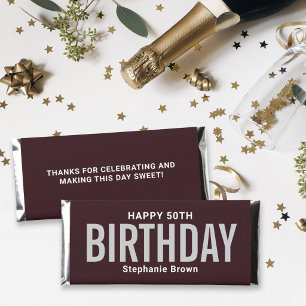 Classic Happy 50th Birthday Chocolate Hershey Bar Favors