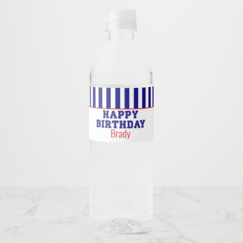 Classic Happy Birthday Baseball Sports Party Water Bottle Label