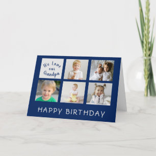 Classic Happy Birthday Grandpa Photo Collage Card