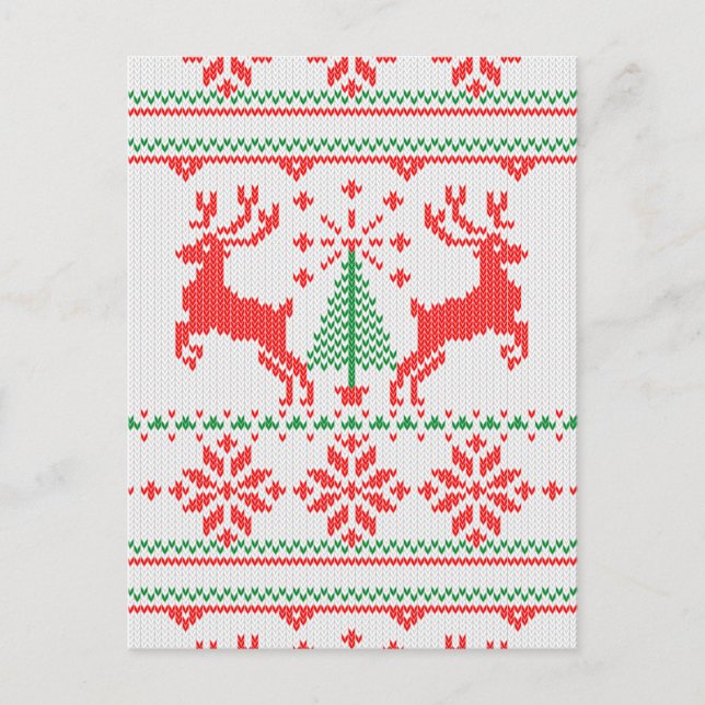 Classic Happy Holidays White Knit Ugly Sweater Holiday Postcard (Front)
