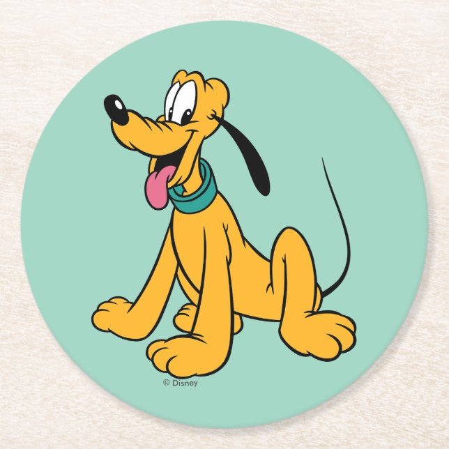 Classic Happy Pluto Round Paper Coaster (Front)