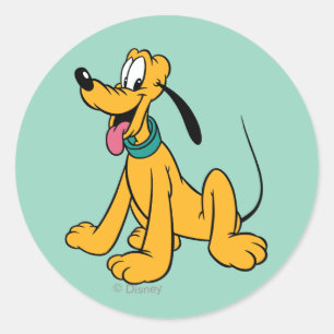 Classic Happy Pluto Round Sticker