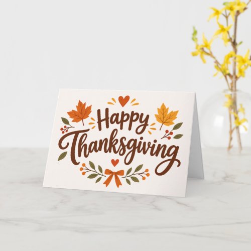 Classic Happy Thanksgiving Script Floral Autumn Card
