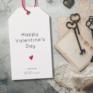 Classic Happy Valentine's Day Crimson Heart Gift Tags