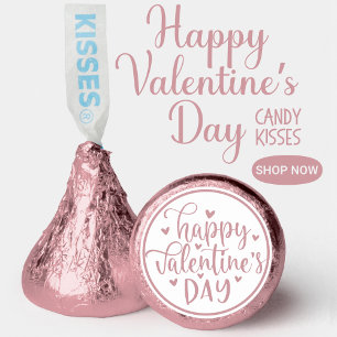 Classic Happy Valentine's Day in Pink and White Hershey®'s Kisses®