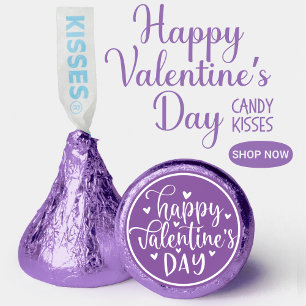 Classic Happy Valentine's Day in Purple and White Hershey®'s Kisses®