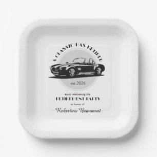 Classic Has Retired Black Car Retirement Party Paper Plates