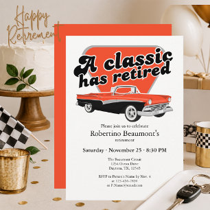 Classic has Retired Red Car Retirement Party Invitation
