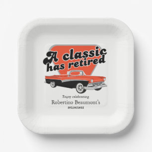 Classic has Retired Red Car Retirement Party Paper Plates