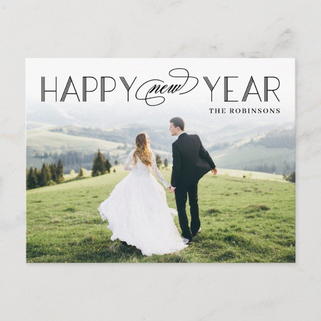 Classic Header Editable Color New Year Postcard (Front)