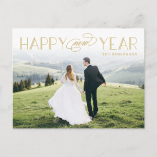 Classic Header Editable Color New Year Postcard