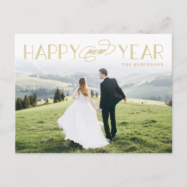 Classic Header Editable Color New Year Postcard (Front)