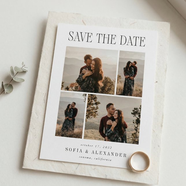 Classic Headline Photo Collage Wedding Save The Date (Creator Uploaded)