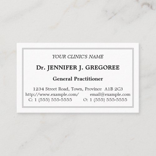 Classic Health Care Professional Business Card