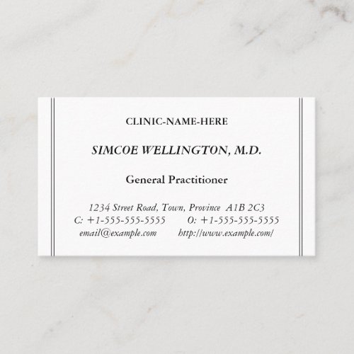 Classic Health Care Specialist Business Card