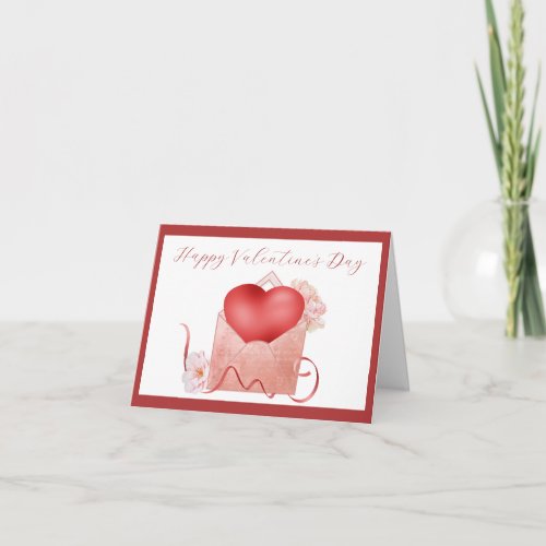 Classic Heart and Flowers Valentines Day Card