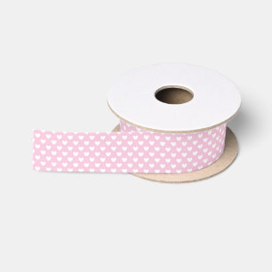 Classic Hearts White - Light Pink Satin Ribbon