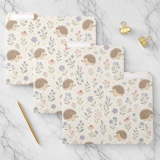 Classic Hedgehog and Wildflower File Folder