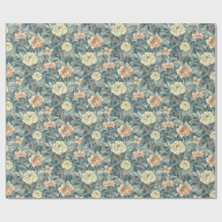 Classic Heirloom Flowers on Dusty Teal Wrapping Paper
