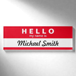 Classic Hello My Name is Changeable Bg Color Tag