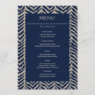 Classic Herringbone Navy - Wedding Reception Menu