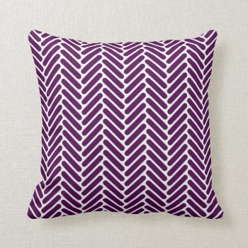 Classic Herringbone Pattern In Plum And White Throw Pillow by AnyTownArt at Zazzle