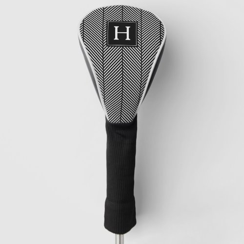  Classic Herringbone Pattern Monogrammed Golf Head Cover