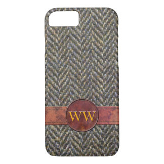 Classic Herringbone Tweed and Leather Monogram iPhone 8/7 Case