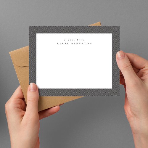 Classic herringbone tweed frame simple gray note card