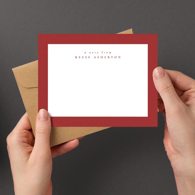 Classic herringbone tweed frame simple red note card (Creator Uploaded)