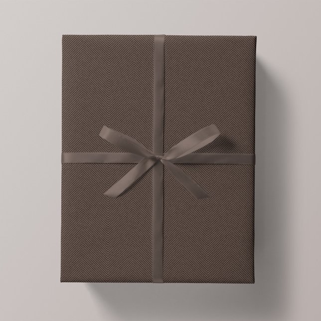 Classic herringbone tweed rustic brown holiday wrapping paper (Creator Uploaded)
