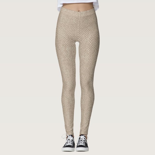 Classic Herringbone Weave Texture Leggings (Front)