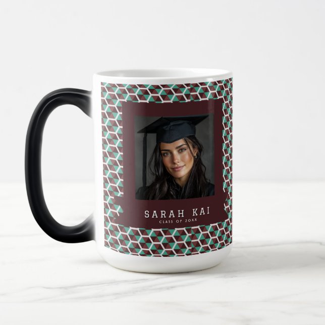 Classic Hex Print College Grad Color Morph Mug (Left)