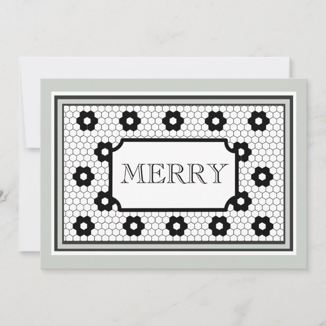 Classic Hex tile design merry holiday card (Front)