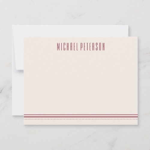 Classic Hexagon Mens Stationery _ Maroon Note Card
