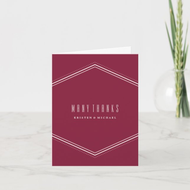 Classic Hexagon Thank You Card - Maroon (Front)