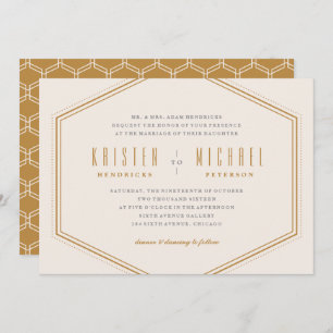 Classic Hexagon Wedding Invitation - Gold