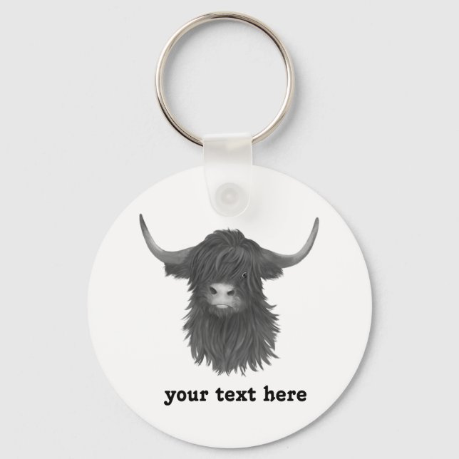 Classic Highland Cow  Keychain (Front)