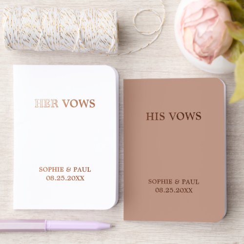 Classic His Hers Mocha White Wedding Foil Vow Books