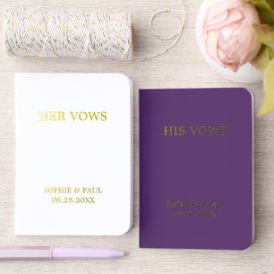 Classic His Hers Purple White Wedding Foil Vow Books