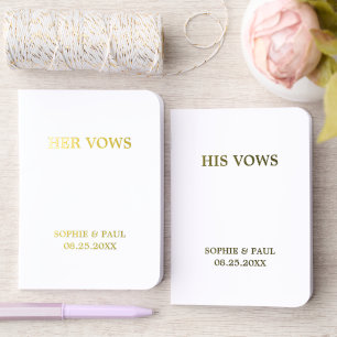 Classic His Hers White Wedding Foil Vow Books