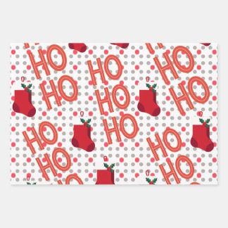 Classic Ho Ho Ho and Santa Boots Christmas Wrappin Wrapping Paper Sheets