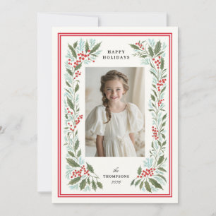 classic holiday berry border greeting card