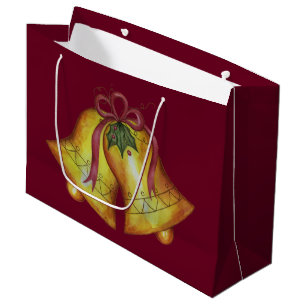 Classic Holiday Christmas Bells Gift Bag